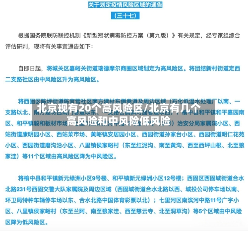 北京现有20个高风险区/北京有几个高风险和中风险低风险