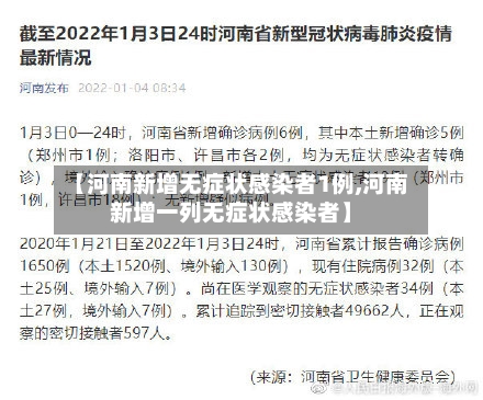【河南新增无症状感染者1例,河南新增一列无症状感染者】-第3张图片