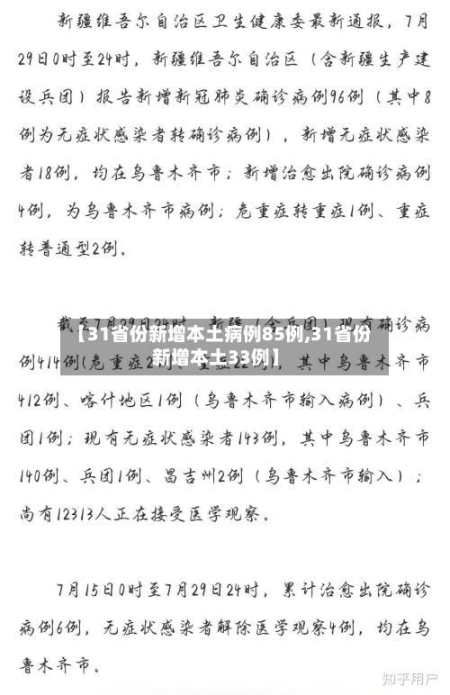 【31省份新增本土病例85例,31省份新增本土33例】-第2张图片